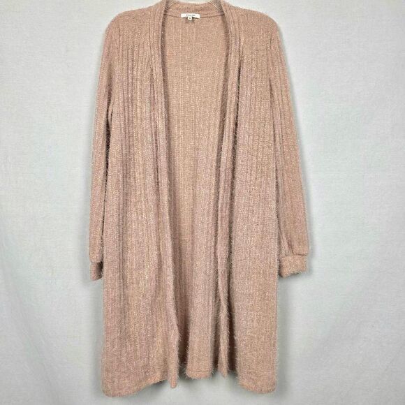 Maurices Fuzzy Ribbed Long Open Cardigan M Pink - Picture 1 of 9